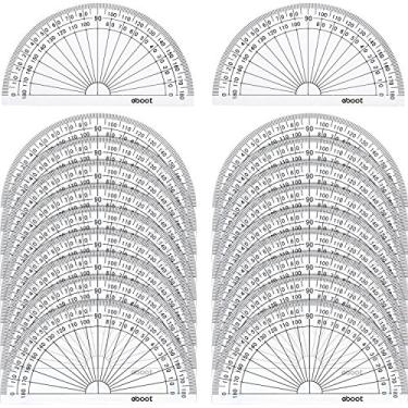 Imagem de Pacote com 20 transferidores de plástico, transferidor de 180 graus para medição de ângulo estudante de matemática, 10 cm, transparente