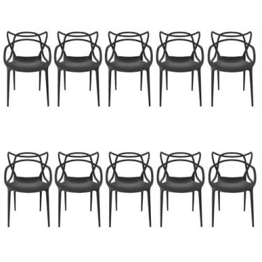 Imagem de Kit 10 Cadeiras Reforçadas Empilhavel Masters Allegra Jardim Churrasqu