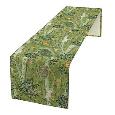 Imagem de SXXLDNG Caminho De Mesa Verde Original William Morris Com Design Floral Vintage Para Decoração Jantar 33 X 152 Cm
