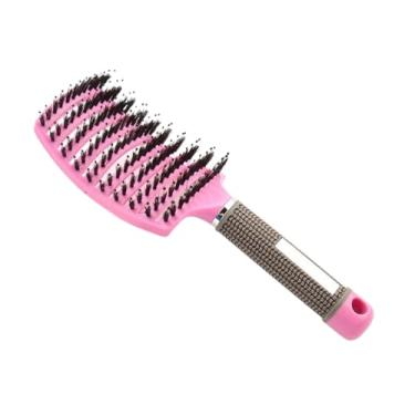 Imagem de Pente de cabeleireiro para meninas, pente de massagem para couro cabeludo, escova de cabelo desembaraçante e cacheado molhado para ferramentas de modelagem (rosa)