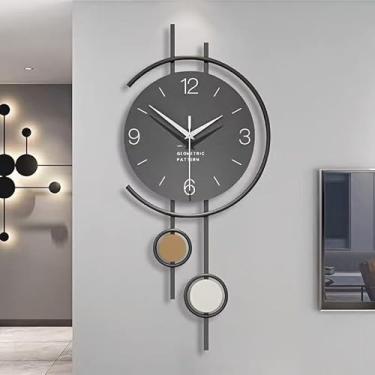 Imagem de AMOTOFO Relógios de parede para sala de estar, decorações de parede feitas de metal, relógio de parede minimalista moderno sem tique-taque, para sala de estar, quarto, escritório, cozinha (35 x 80 cm