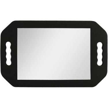 Imagem de Espelho de espuma de cabeleireiro com alça dupla - Espelho leve portátil preto para barbeiros e salões de cabeleireiro - Espelhos retrovisores de cortes de cabelo na parte de trás da cabeça