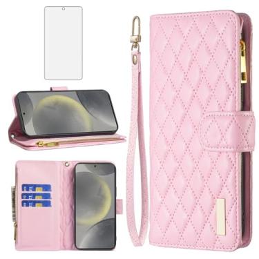 Imagem de Asuwish Capa de celular para Samsung Galaxy S24 Plus 5G com protetor de tela de vidro temperado e suporte de cartão de crédito flip de couro para celular S24Plus 24S + S 24 24+ SM-S936U feminino