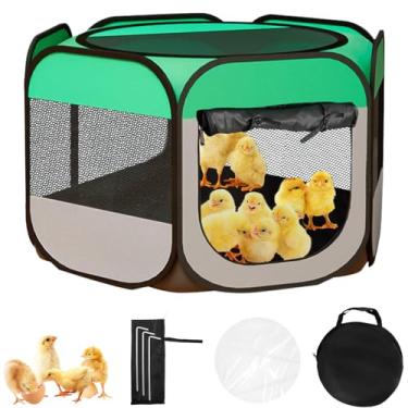 Imagem de Tenda de galinheiro portátil com fundo de pano retardador de chamas à prova d'água para animais pequenos, dobrável, ao ar livre, interna, caneta para chocadeira (barraca de chocadeira de frango)