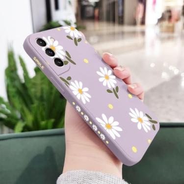 Imagem de Capa Daisy para Samsung Galaxy S24 S23 S22 S21 S20 Ultra Plus FE S10 S9 S10e Note 20 Ultra 10 9 Pro Plus, Roxo Claro, para S23 FE