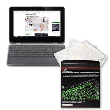 Imagem de Green Onions Supply Capa de teclado anti-poeira totalmente coberta de estilo plano universal 0,025 mm limpa soberbo sensação tátil à prova d'água anti-poeira para Chromebook 11" uso hospitalar/dentista [pacote com 3]