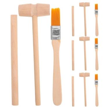 Imagem de 4 conjuntos de ferramentas de escavação de dinossauros: kit de ferramentas de escavação arqueológica, escova de cinzel, kit de ciência infantil, martelo de escavação de madeira