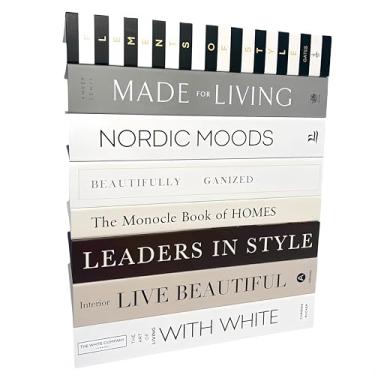 Imagem de Pacote com 8 livros de mesa de café falsos, livros decorativos Ediactcyl para decoração de casa | Expositor de pilhas de livros de decoração para estante de livros