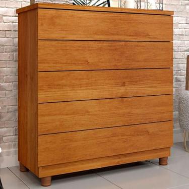 Imagem de Cômoda Dona Premium 5 Gavetas Cinamomo - Pnr Móveis, Marrom