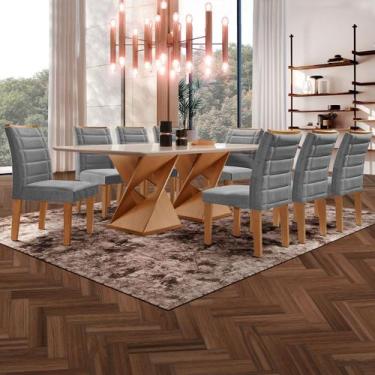 Imagem de Mesa de Jantar 8 Lugares Genova com Vidro Cinamomo/Off White/Cinza - C
