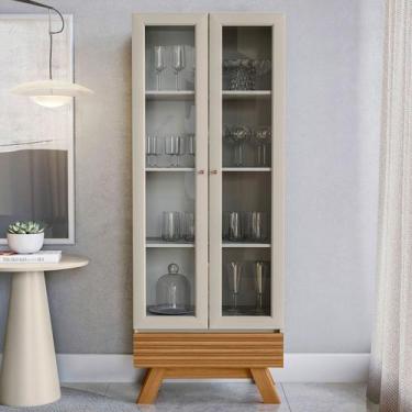 Imagem de Cristaleira Marsala 2 Portas 3 Prateleiras Nature/Off White - Linea Br