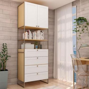 Imagem de Estante para Livros Infinity 2 Portas 4 Gavetas Savana/Branco - Genial
