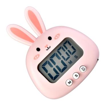 Imagem de Zerodis Timer de Cozinha Digital, Estilo de Coelhinho Fofo Com Contagem Regressiva de Backetic Em Tela Grande e Fácil Operação Utensílio de Cozinha Adequado para Crianças Professores (PINK)