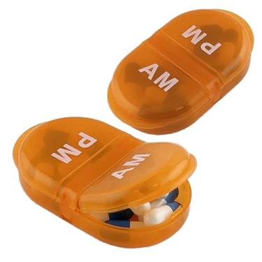 Imagem de Deke Home - Organizador de comprimidos da manhã da tarde, caixa de comprimidos com 2 compartimentos para bolso ou bolsa, estojo pequeno para remédios para uso diário, porta-comprimidos de viagem