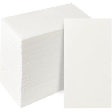 Imagem de PEACHICHA Toalhas de mão descartáveis, toalhas de convidado com sensação de linho, guardanapos de papel parecidos com pano, toalhas de mão brancas grossas, elegantes e absorventes para cozinha, festas