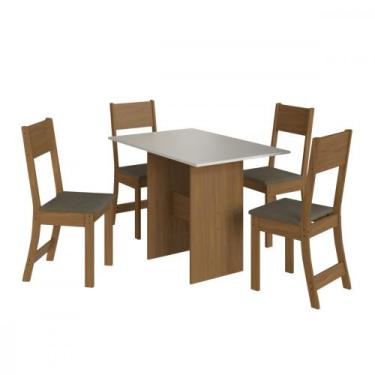 Imagem de Mesa com 4 Cadeiras Karla Freijo com Off White Tecido Cacau Indekes, F