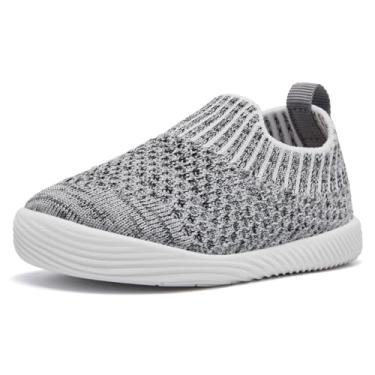 Imagem de MORENDL Sapatos para bebês, meias de caminhada para meninos e meninas, tênis antiderrapantes, Multi cinza, 21