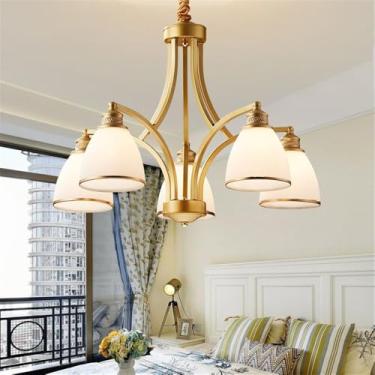 Imagem de Ustre E Lâmpada Pendente LED De Luxo: Estilo Retro Americano Com Toque Europeu, Ideal Para Sala De Estar, Restaurante, Quarto, Estudo, Villa, Hotel E Café (M 5 Luzes)