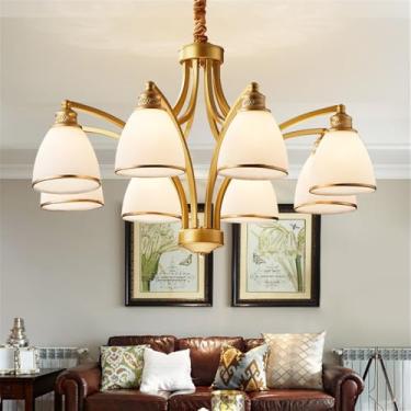 Imagem de Ustre E Lâmpada Pendente LED De Luxo: Estilo Retro Americano Com Toque Europeu, Ideal Para Sala De Estar, Restaurante, Quarto, Estudo, Villa, Hotel E Café (M 8 luzes)