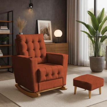 Imagem de Poltrona Duna Amamentação Balanço e Puff - Moveis Aguias, TerraCota