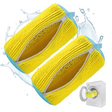 Imagem de 2 peças de saco de máquina de lavar sapatos, sacos de limpeza profunda reutilizáveis, bolsa de sapatos de lavanderia para lavadora e secadora, inclui 2 sacos de armazenamento de poeira para sapatos
