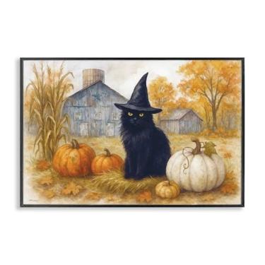 Imagem de Stupell Industries Witch Cat Autumn Farm Black Framed Giclee Art, design por Antony Smith, 20 x 30