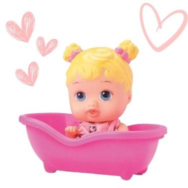 Imagem de Boneca Little Dolls Banheirinha Loira Divertoys com Toalhinha Brinqued