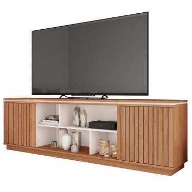 Imagem de Rack Para Sala Bancada de TV 75 Pol 180cm Simetria Freijó/Off White - Caemmun