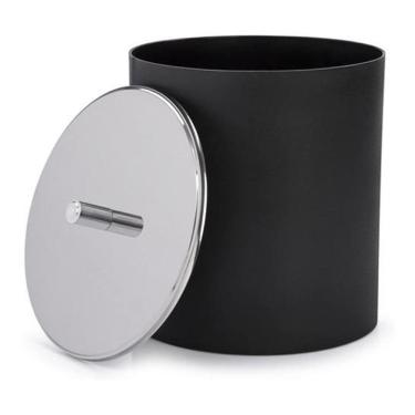 Imagem de Lixeira De Banheiro - Tampa Inox - 5,4 Litros Brinox - Preto