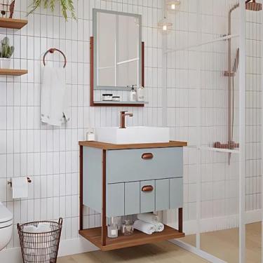 Imagem de Gabinete de Banheiro 2 Gavetas 61 cm com Cuba e Espelheira - Rainha do