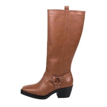 Imagem de Bota Feminina Cano Longo Básica Elegante Salto Bloco Not Me (Marrom, BR, Adulto, Numérico, 35)
