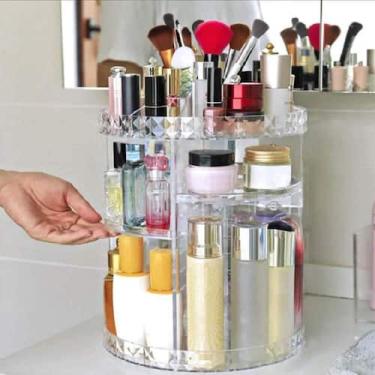 Imagem de Super Organizador Maquiagem Acrílico Giratório Lápis Olho Rimel Blush 