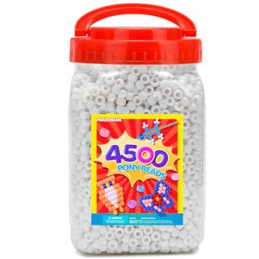 Imagem de Praisebank Contas de pônei, 4500 peças, 6 x 9 mm, contas por atacado, pulseiras para fabricação de joias, artes e artesanato (branco)