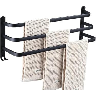 Imagem de Toalheiro De Banheiro 3 Camadas Toalheiro De Parede Montado Na Parede Com 2 Ganchos Para Banheiro Cozinha Toalete Hotel Escritório, 70CM