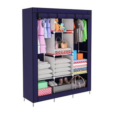 Imagem de Guarda Roupas Azul Grande Desmontável Portátil 160X120CM