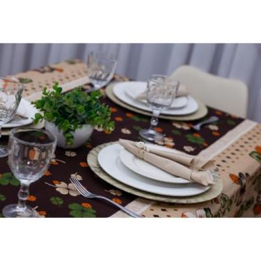 Imagem de Toalha de Mesa Linhão Premium Decorativa 4 e 6 Lugares – Estilo Rústico e Elegante para Sala de Jantar e Cozinha (Trevo,1,40 x 1.40 Mesa 4 Lugares)