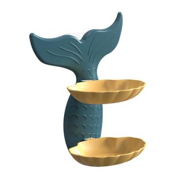 Imagem de Fafeicy Suporte de Sabonete Peixinho Dourado, Saboneteira Montada na Parede de Camada Dupla Com Furos de Drenagem, para Banheiro PP (Azul e Amarelo)