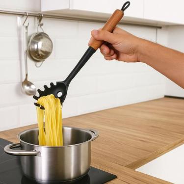 Imagem de Colher Vazada Pegador De Macarrão Silicone Espaguete Massas Arroz Serv