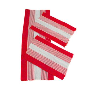 Imagem de Kit 3 Tapete Passadeira De Cozinha Com 3 Peças Listrado Liso Vários Cores 100% Algodão Vermelho