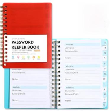 Imagem de Caderno para guardar senhas, bobina, caderno, diário, A6, tamanho mini, espiral para guardar senhas, endereço de Internet (vermelho)