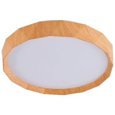 Imagem de Plafon de Sobrepor Redondo Estilo Madeira 38,5cm Led 25W 3 em 1 Bivolt 16117-PL