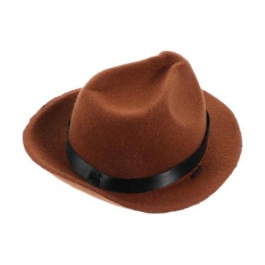 Imagem de SUPVOX Chapéu Fedora durável para filhotes de cachorro com alça delicada marrom acessório para festas de aniversário, feriados, cosplay e sessões de fotos