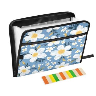 Imagem de Wassud Organizador de arquivos sanfonado branco com 13 bolsos, pastas expansíveis com abas e adesivos, organizador de pastas de documentos de recibo de papel tamanho carta A4 para viagens de