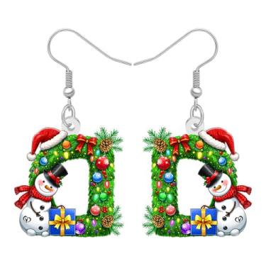 Imagem de NEWEI Brincos com pingente de letra inicial de Natal para professores, presentes de Natal em acrílico para mulheres, presentes de agradecimento para acessórios de aniversário de inverno, Medium