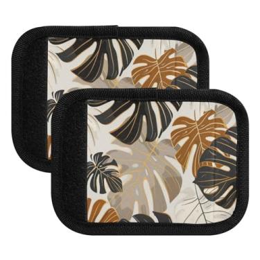 Imagem de Qilmy Pacote com 2 identificadores de bagagem de folhas de palmeira havaiana com alça confortável para carrinho de bebê, mala de viagem, acessórios de viagem de avião614