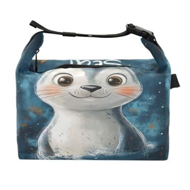 Imagem de STAYTOP Lancheira fofa de leão marinho com fivela de alça, lancheira isolada para meninos e meninas, lancheira térmica para trabalho escolar