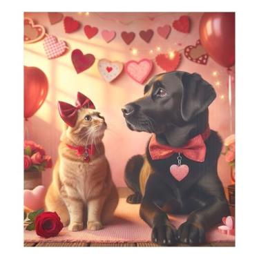 Imagem de Valentine Pets capa de máquina de lavar louça, capa decorativa para máquina de lavar, 58 cm L x 66 cm A