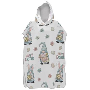 Imagem de Joisal Gnomos fofos poncho de surfe branco trocador roupão adulto praia moletom com capuz toalha natação plus size masculino poncho com capuz