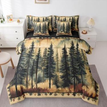 Imagem de Erosebridal Jogo de edredom rústico King com pintura de tinta, estampa de tinta, reversível, chalé, 7 peças, lençol com elástico, respirável, leve