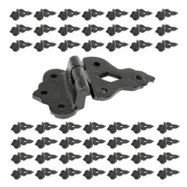 Imagem de Renovators Supply Dobradiças de armário Hoosier - Dobradiças de armário de cozinha deslocadas de ferro forjado - Dobradiças de armário resistentes para melhoria da casa - Dobradiças de porta de